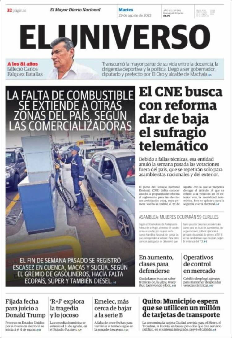Portada de El Universo - Ecuador (Ecuador)