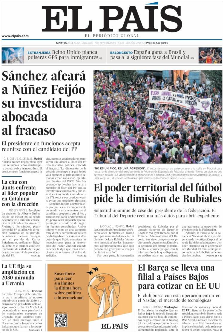 Portada de El País (Espa&ntilde;a)