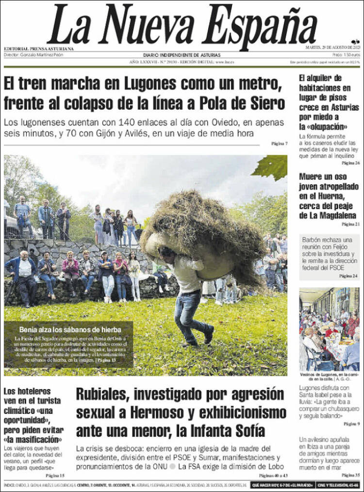 Portada de La Nueva España (Espa&ntilde;a)