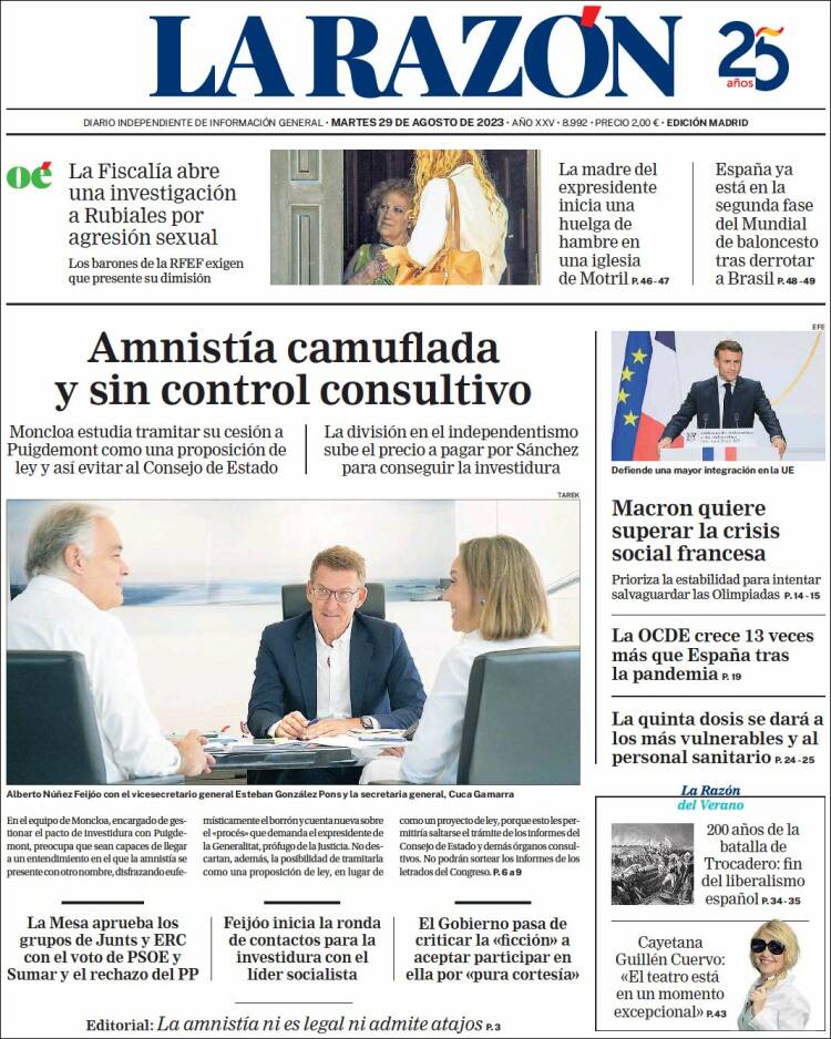 Portada de La Razón (Espa&ntilde;a)