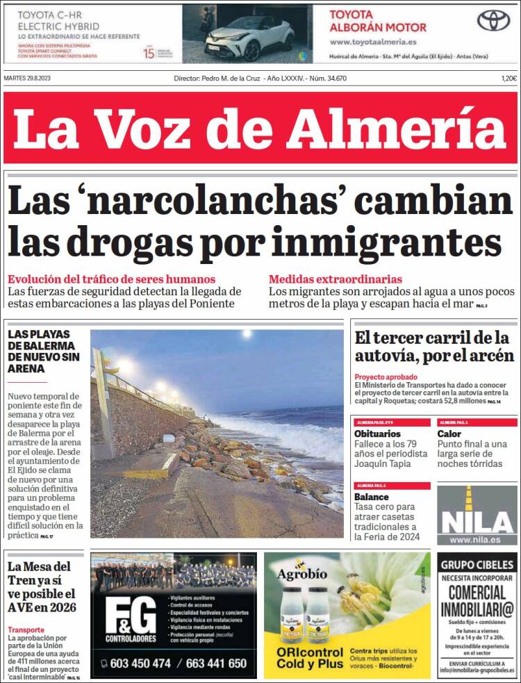 Portada de La Voz de Almería (Espa&ntilde;a)