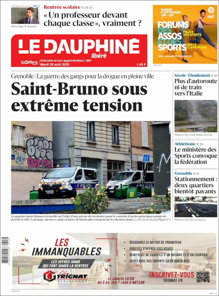 Portada de Le Dauphiné Libéré (Francia)