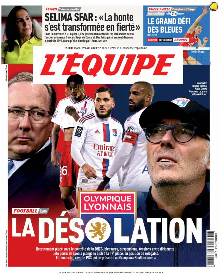 Portada de L'Equipe (Francia)