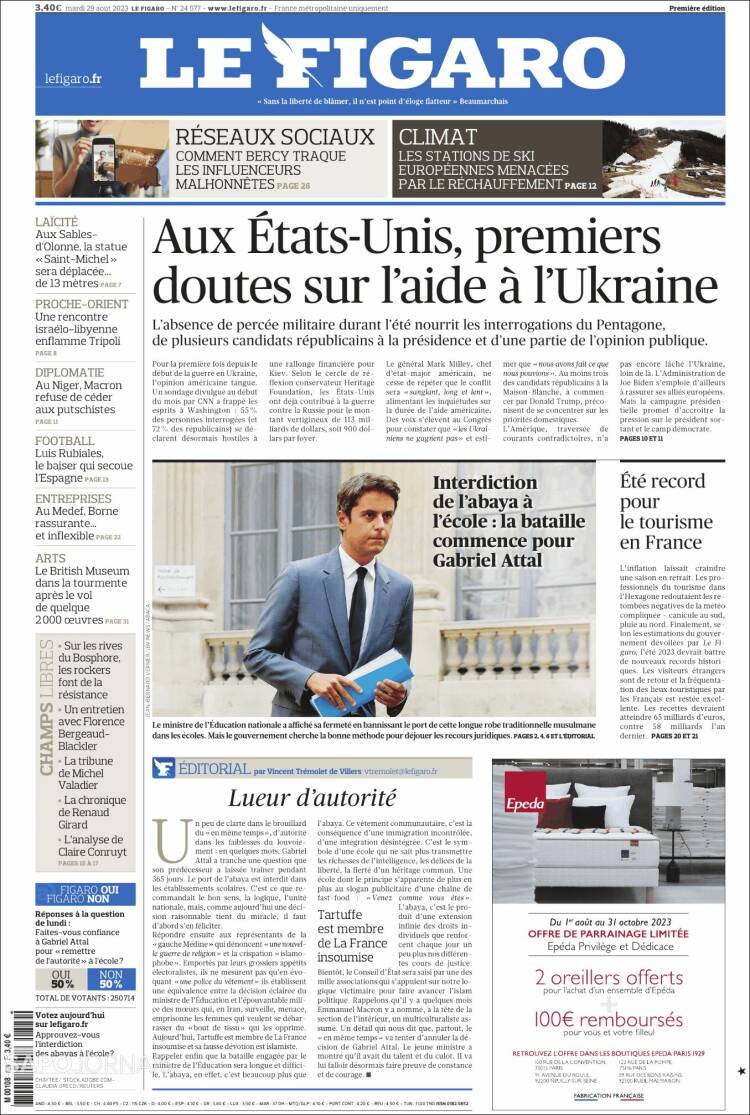 Portada de Le Figaro (Francia)