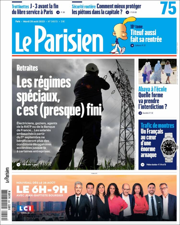 Portada de Le Parisien (Francia)