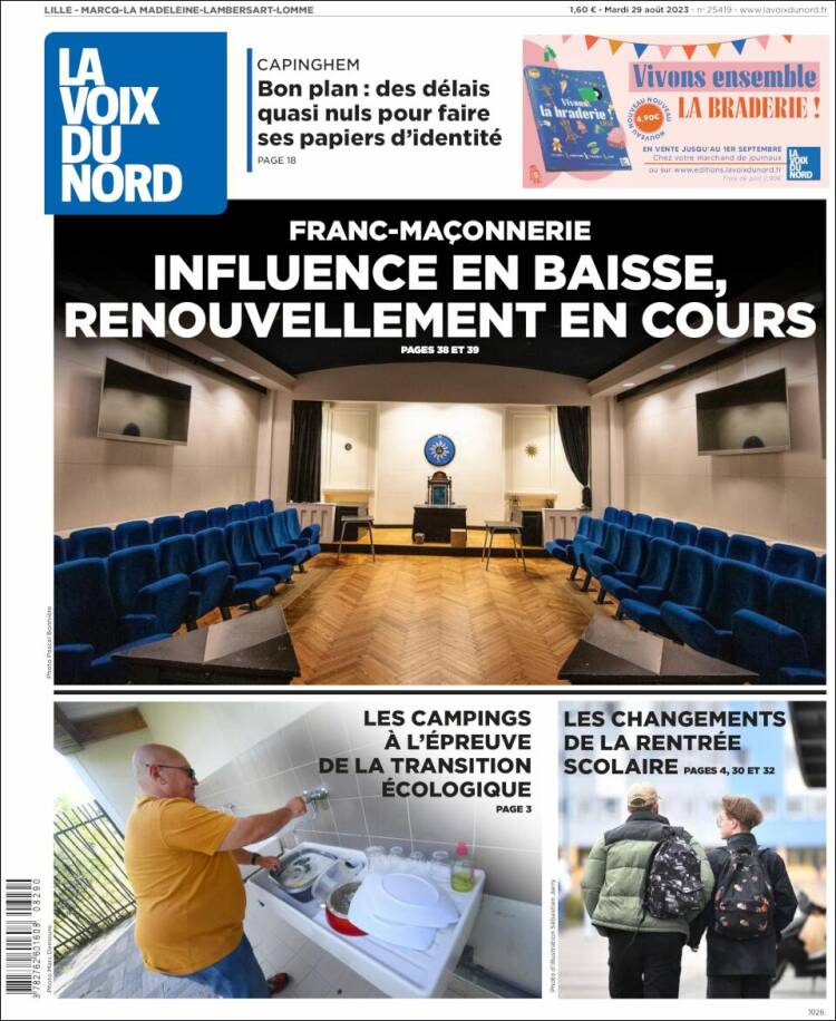 Portada de La Voix du Nord (Francia)