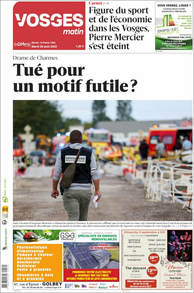 Portada de Vosges Matin (France)