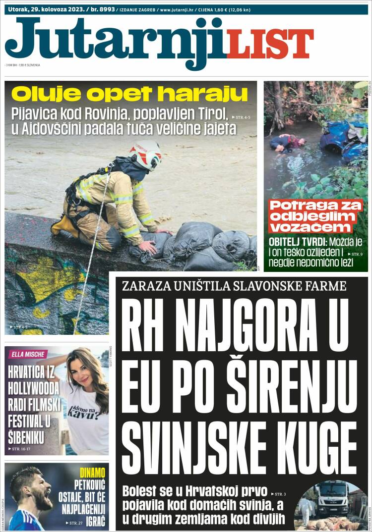 Portada de Jutarnji List (Croacia)