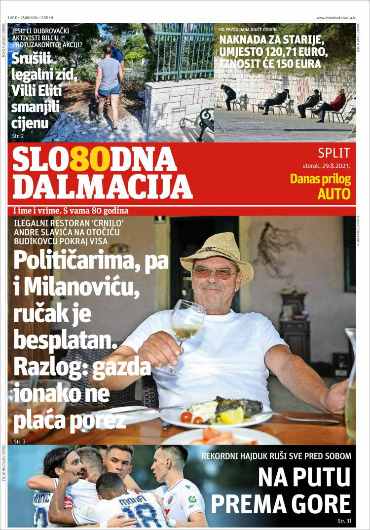 Portada de Slobodna Dalmacija (Croacia)