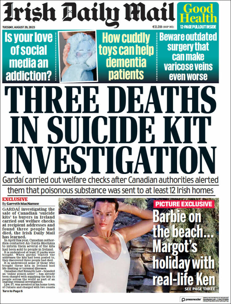 Portada de Irish Daily Mail (Irlanda)