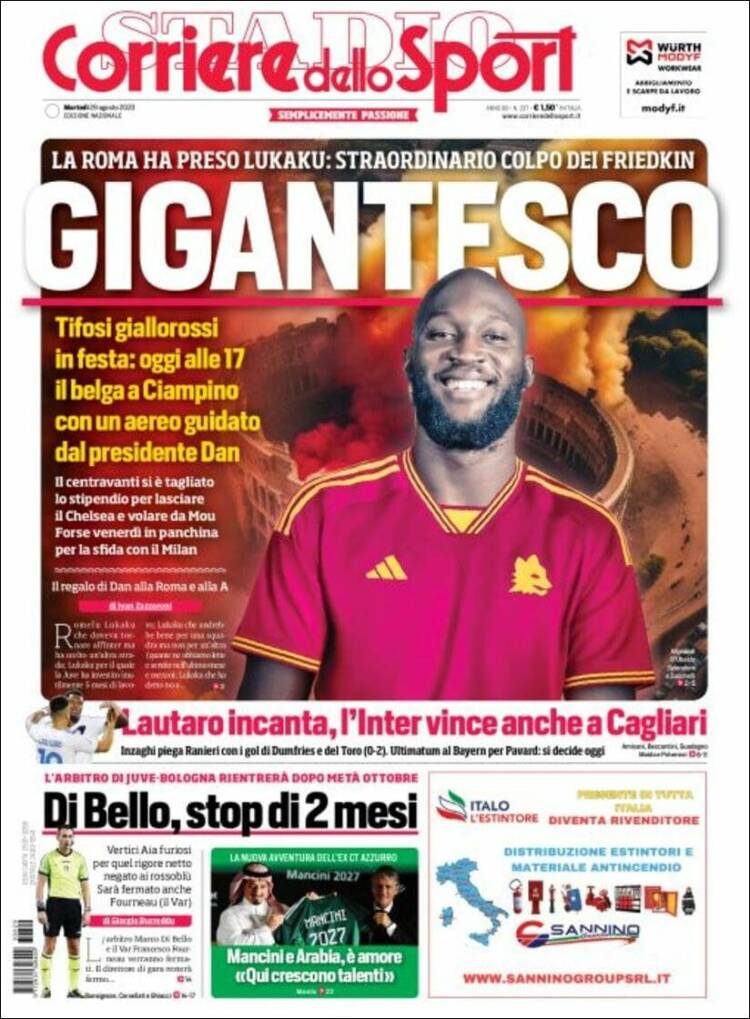 Portada de Corriere dello Sport (Italia)