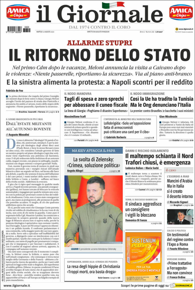 Portada de il Giornale (Italia)