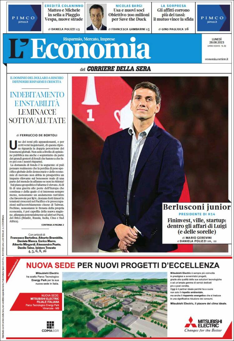Portada de L'Economia (Italia)