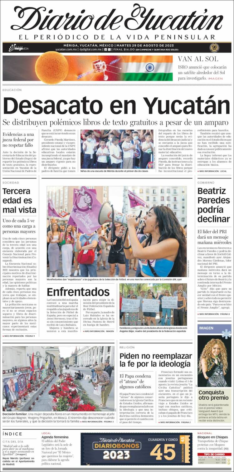 Portada de Diario de Yucatán (M&eacute;xico)