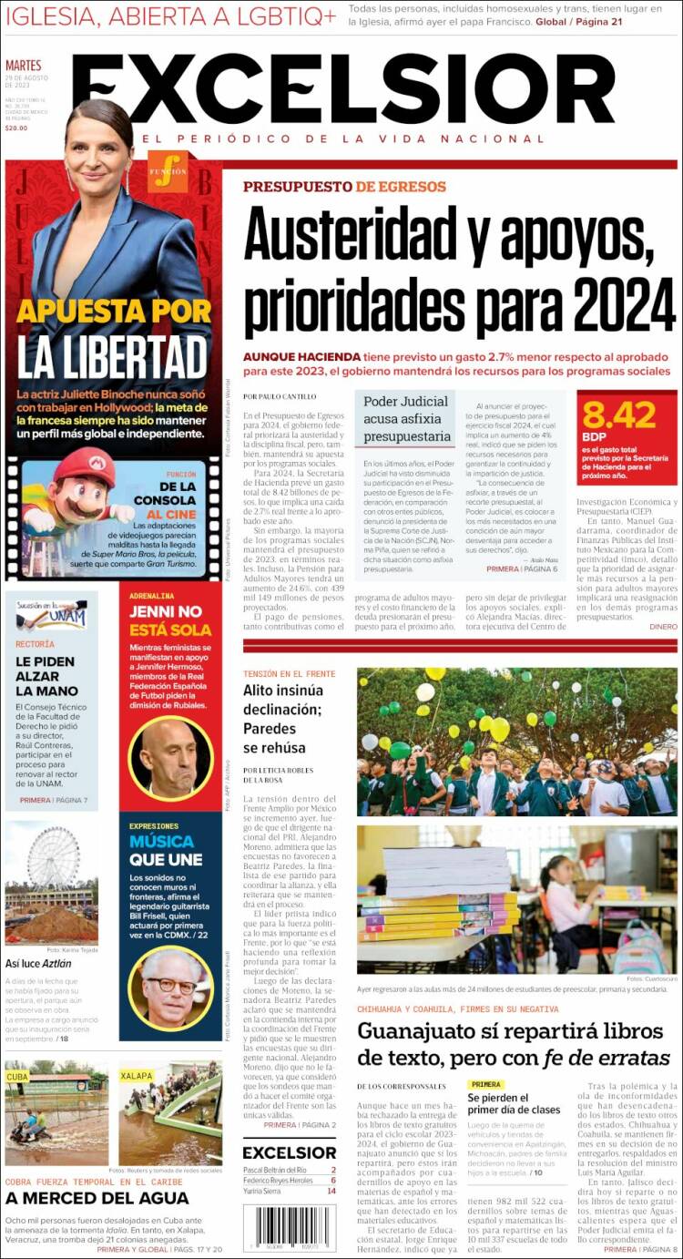 Portada de Excelsior (M&eacute;xico)