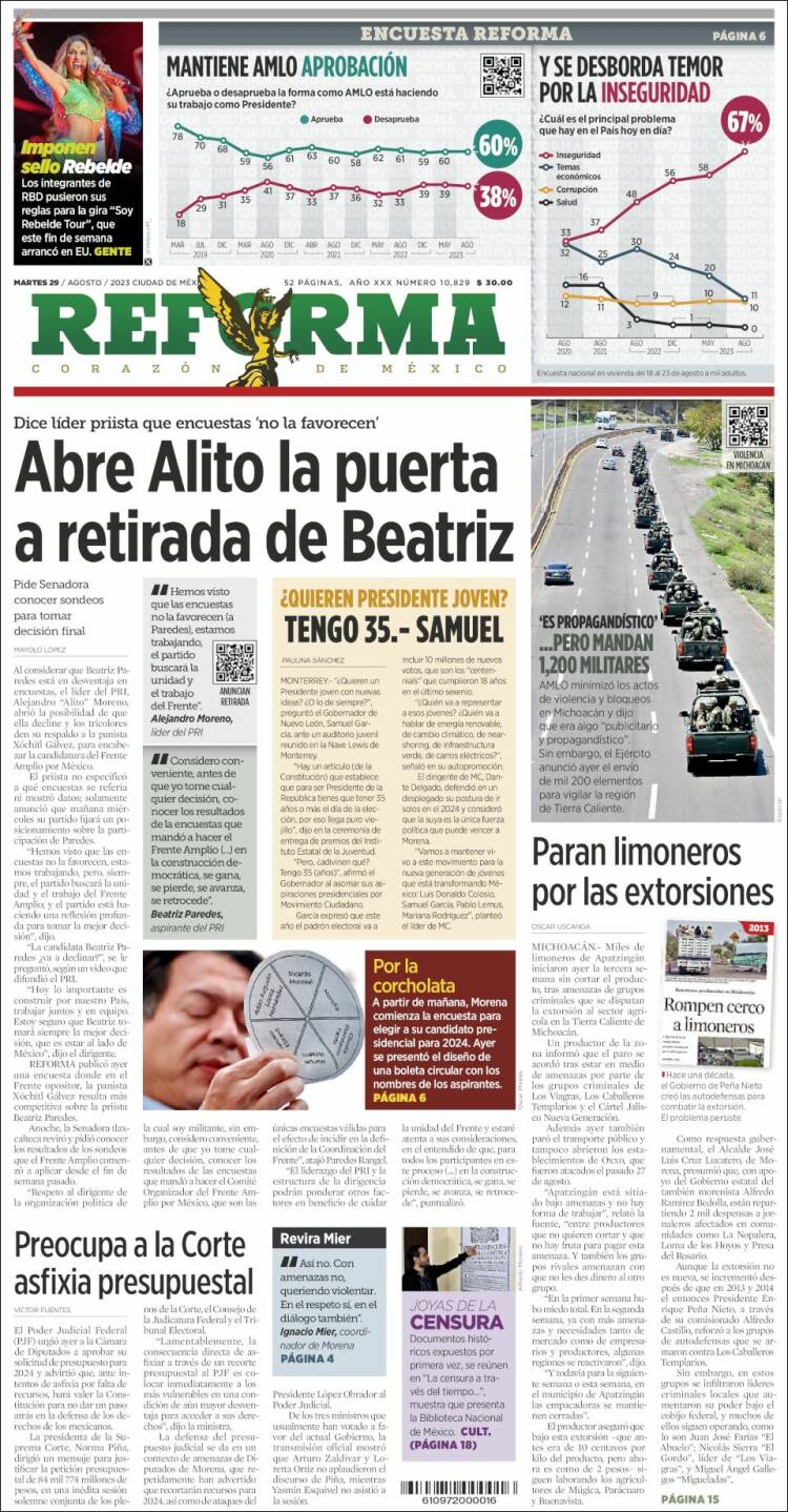 Portada de Reforma (M&eacute;xico)