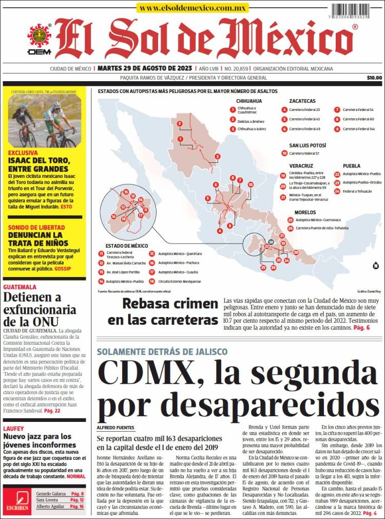 Portada de El Sol de México (M&eacute;xico)