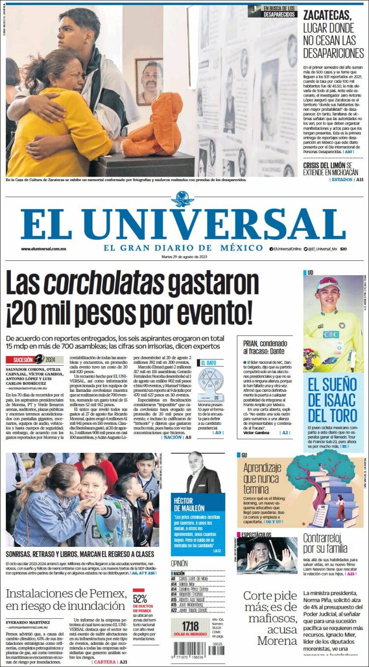 Portada de El Universal (M&eacute;xico)