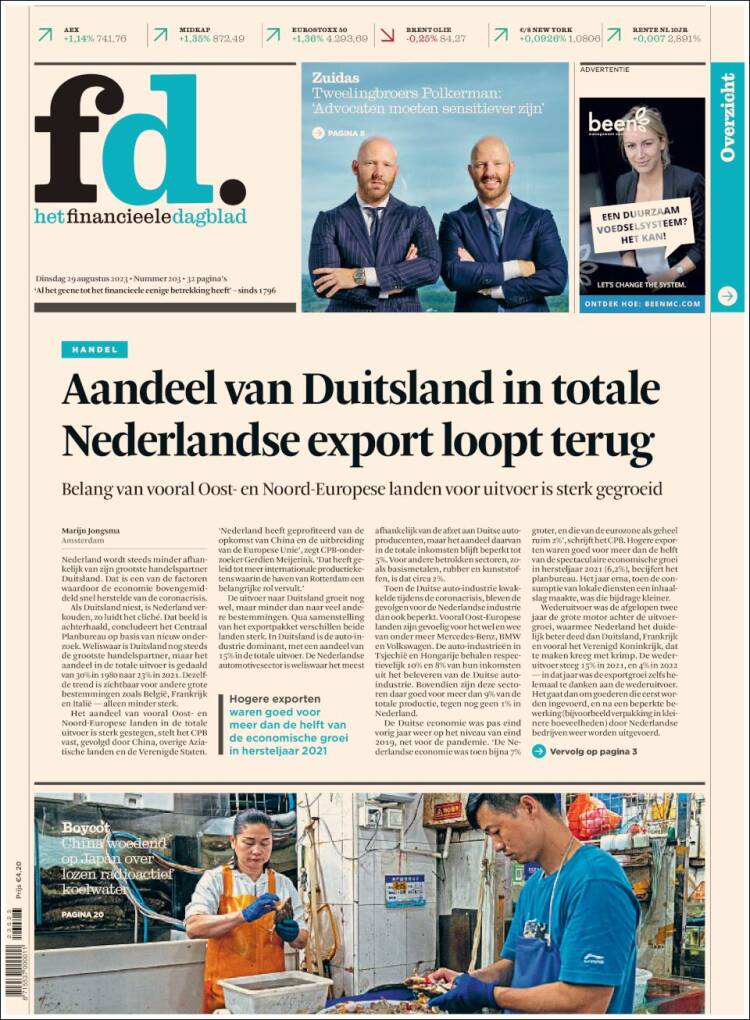 Portada de Het Financieele Dagblad (Pa&iacute;ses Bajos)