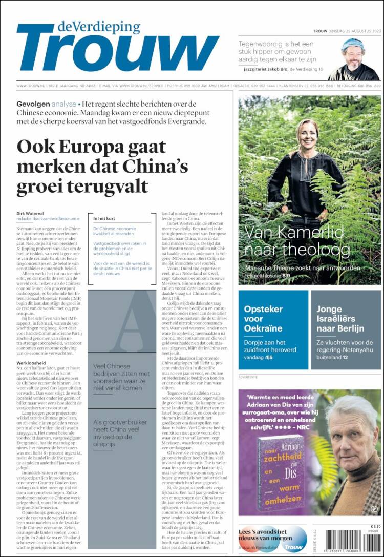 Portada de Trouw (Pa&iacute;ses Bajos)