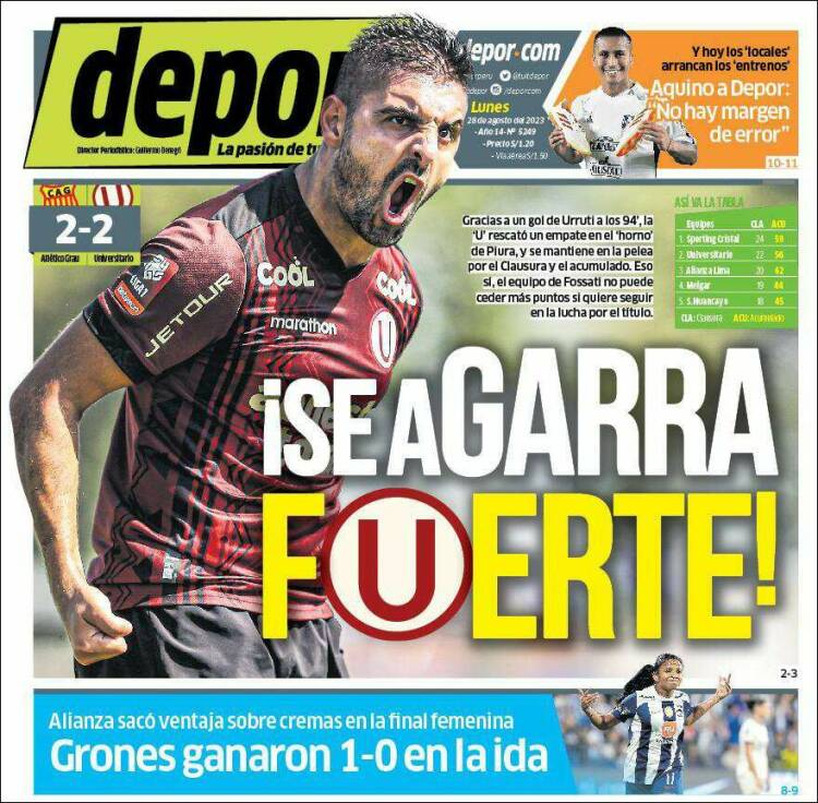 Portada de Depor (Per&uacute;)