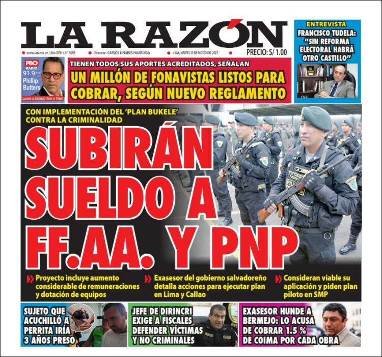 Portada de La Razón (Per&uacute;)