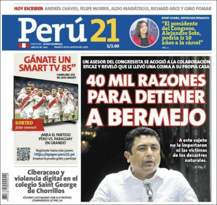 Portada de Perú 21 (Per&uacute;)