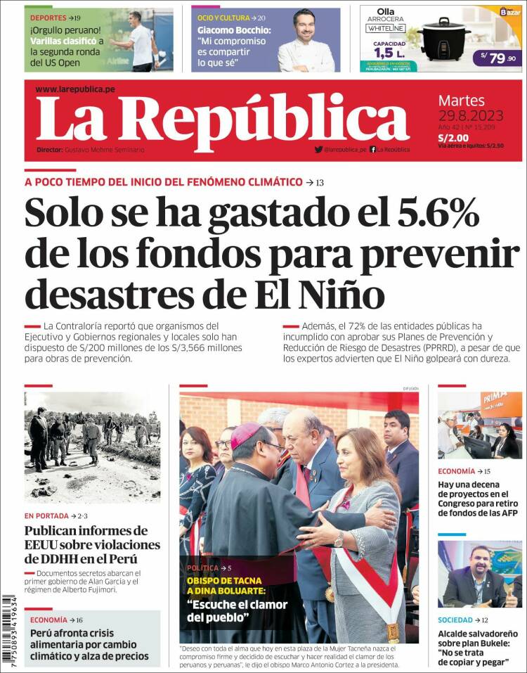 Portada de La Republica (Per&uacute;)