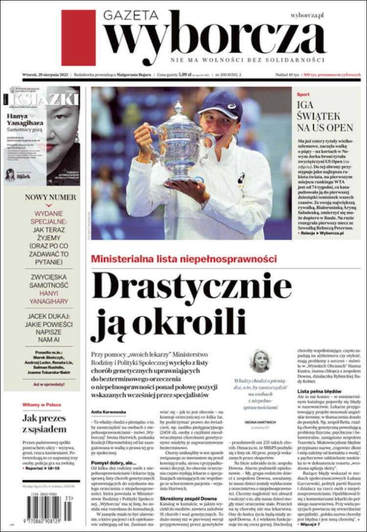 Portada de Gazeta Wyborcza (Polonia)