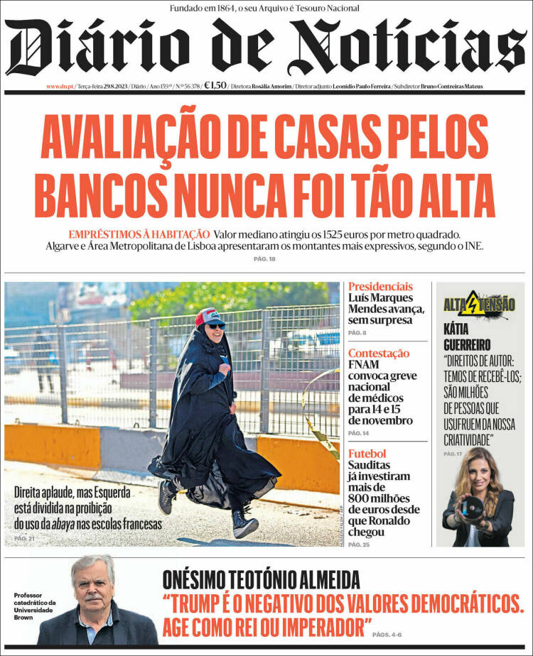 Portada de Diário de Noticias (Portugal)