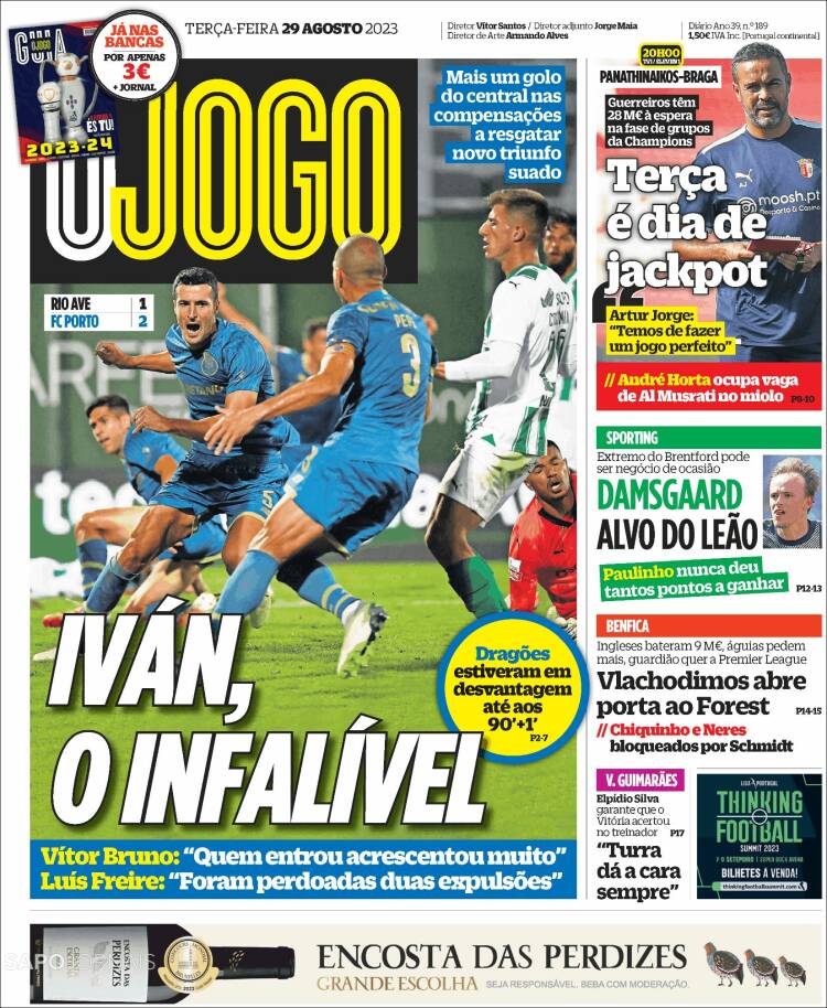 Portada de O Jogo (Portugal)