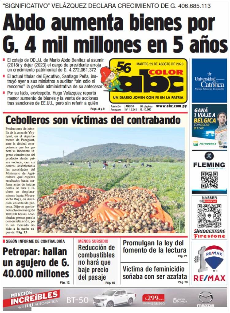 Portada de ABC Color (Paraguay)