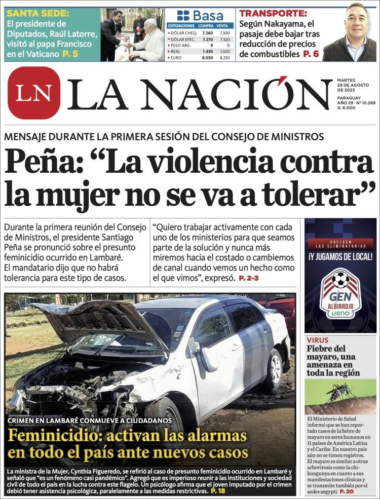 Portada de La Nación (Paraguay)