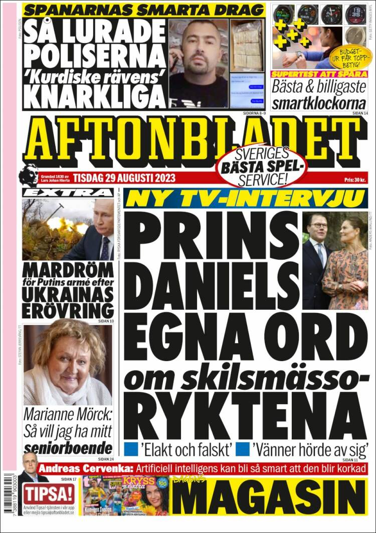 Portada de Aftonbladet (Suecia)