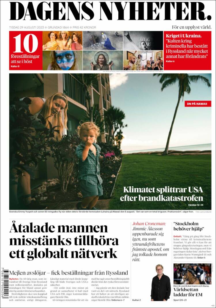 Portada de Dagens Nyheter (Suecia)