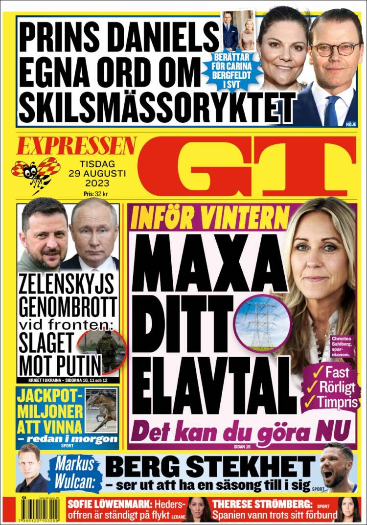 Portada de Göteborgstidningen (Suecia)