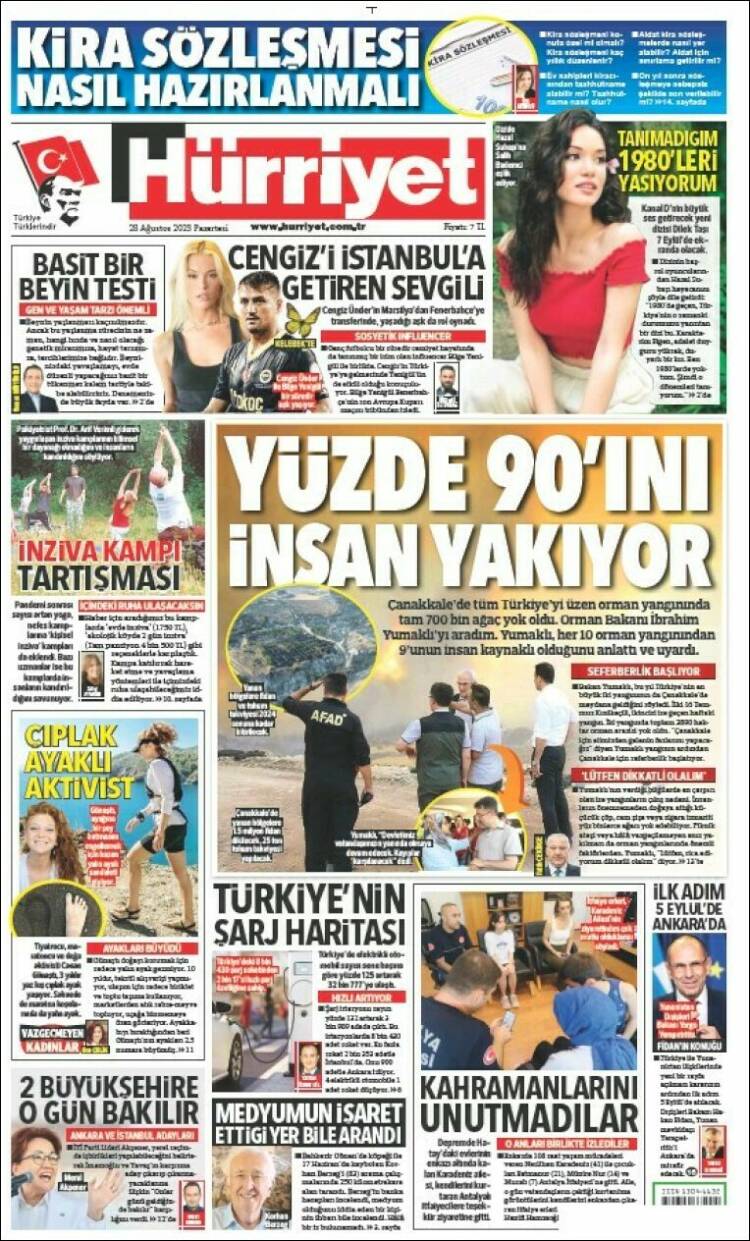 Portada de Hürriyet (Turqu&iacute;a)