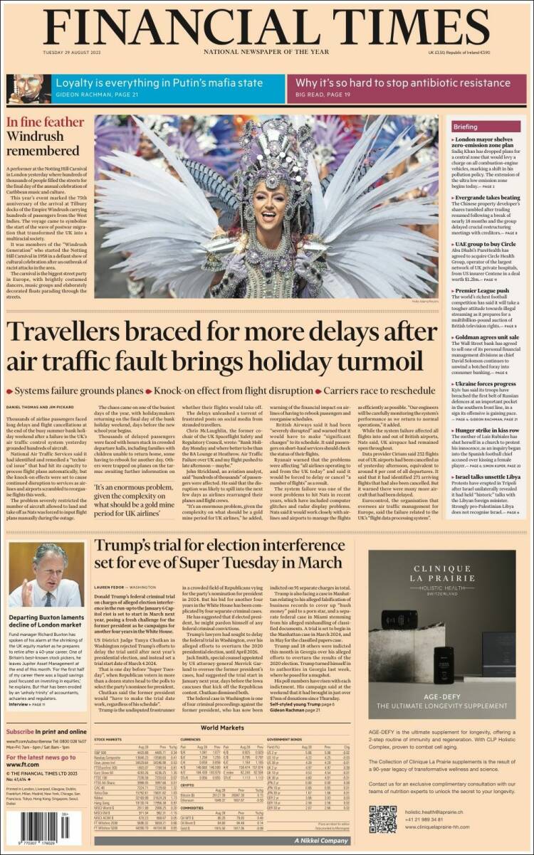Portada de Financial Times (Reino Unido)