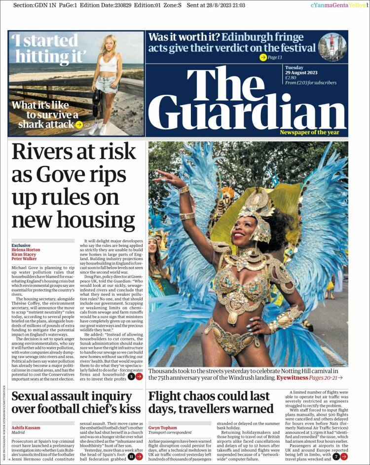 Portada de The Guardian (Reino Unido)