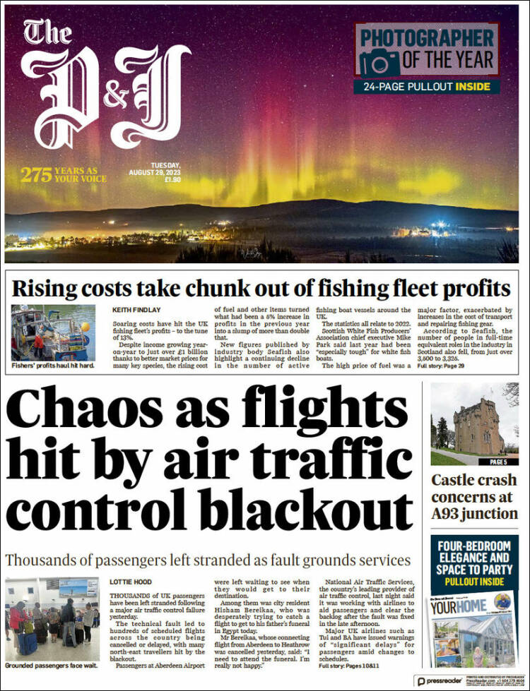 Portada de The Press and Journal (Reino Unido)