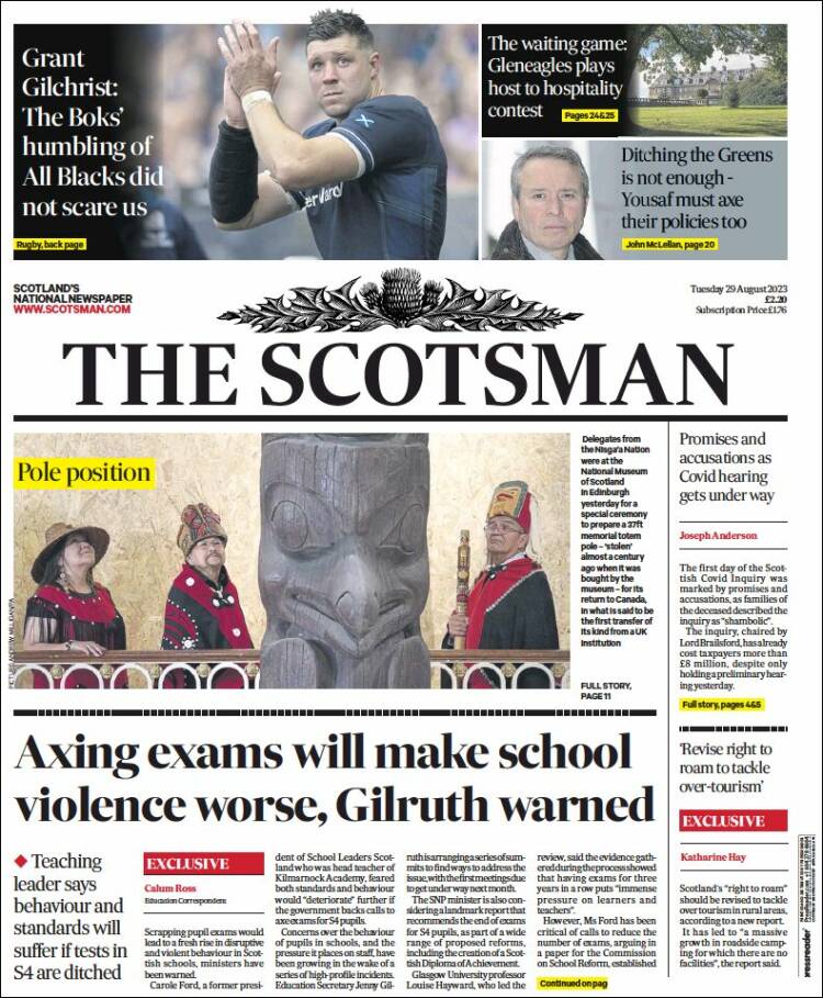 Portada de The Scotsman (Reino Unido)