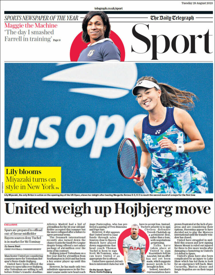Portada de Telegraph Sport (Reino Unido)
