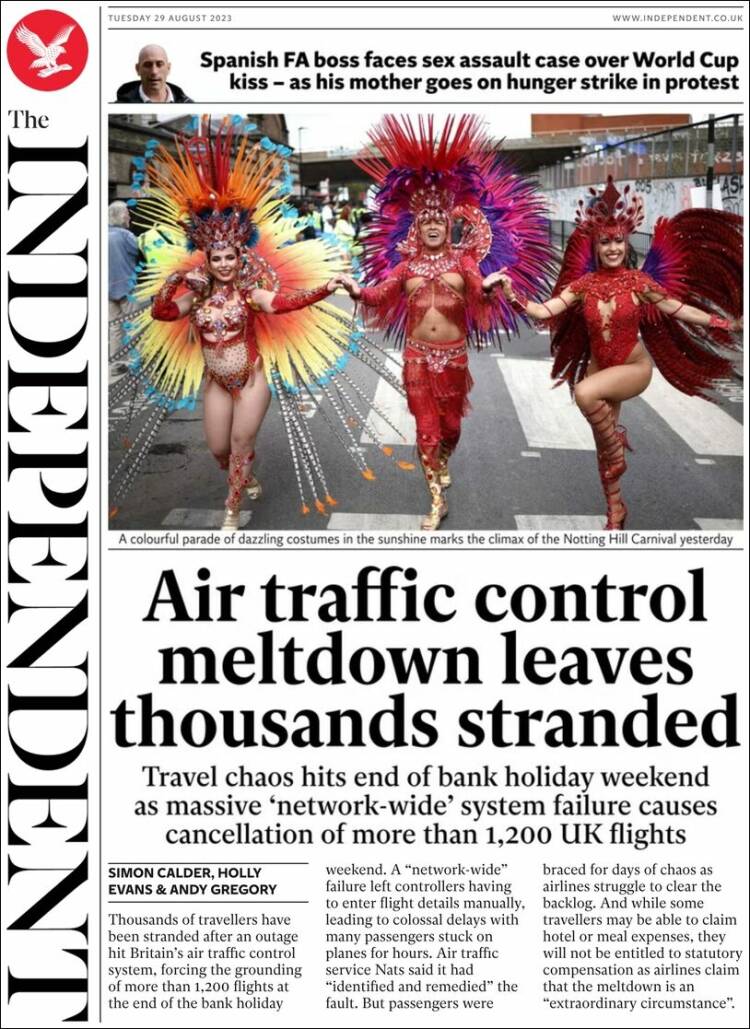 Portada de The Independent (Reino Unido)