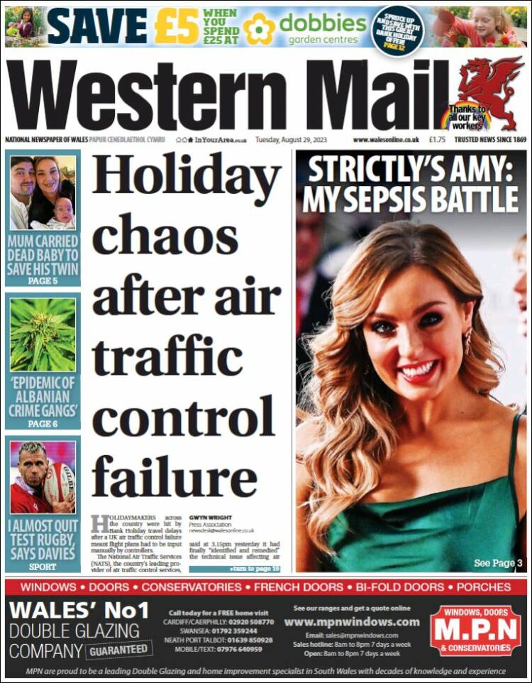 Portada de Western Mail (Reino Unido)