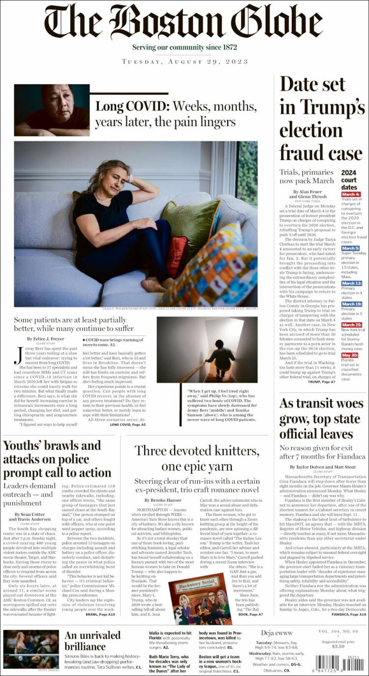 Portada de Boston Globe (USA)