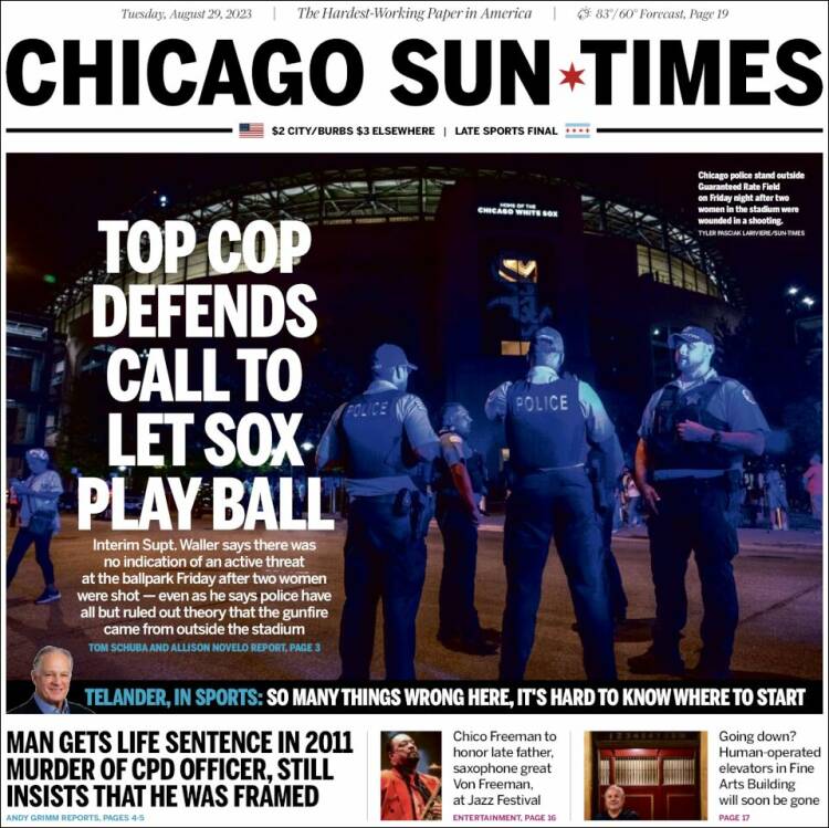Portada de Chicago Sun-Times (USA)
