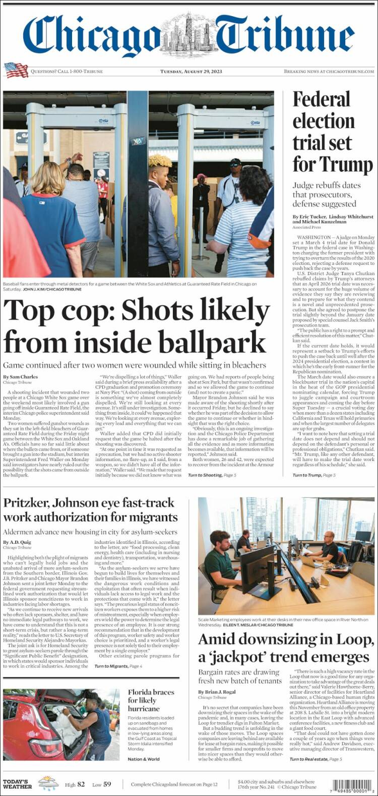Portada de Chicago Tribune (USA)