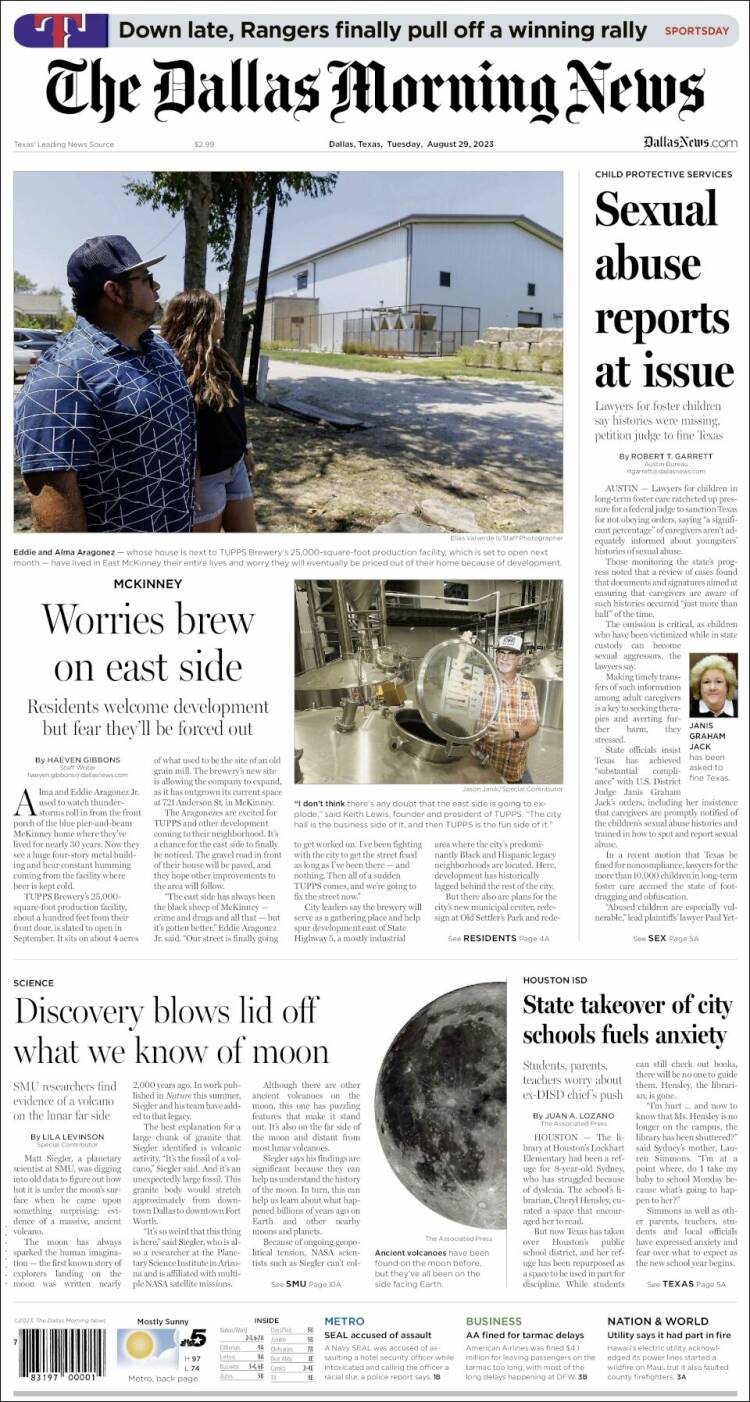 Portada de Dallas Morning News (USA)