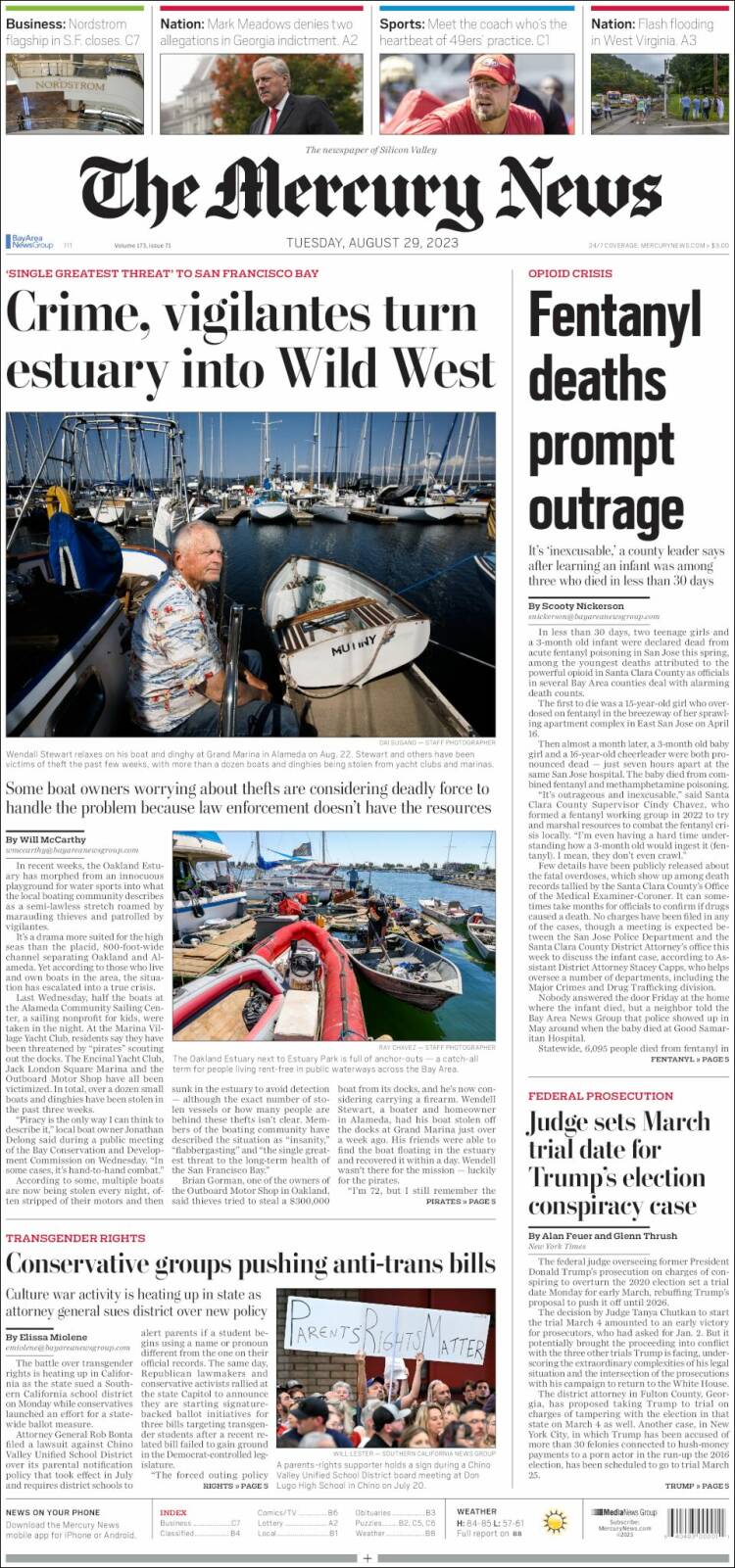 Portada de San Jose Mercury News (USA)