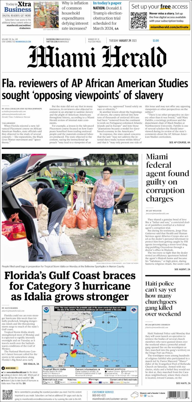 Portada de Miami Herald (USA)